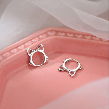 Cats On Silver Hoop Earrings Earrings KittyNook Cat Company